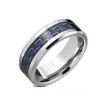 Tungsten and Black & Blue Carbon Fiber Ring